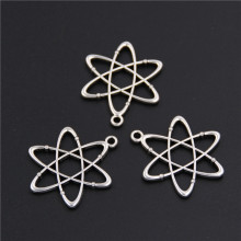 10pcs Silver Color Zinc Alloy Geometry Charms atom chemistry Pendants for Jewelry Making DIY Handmade Craft A1590