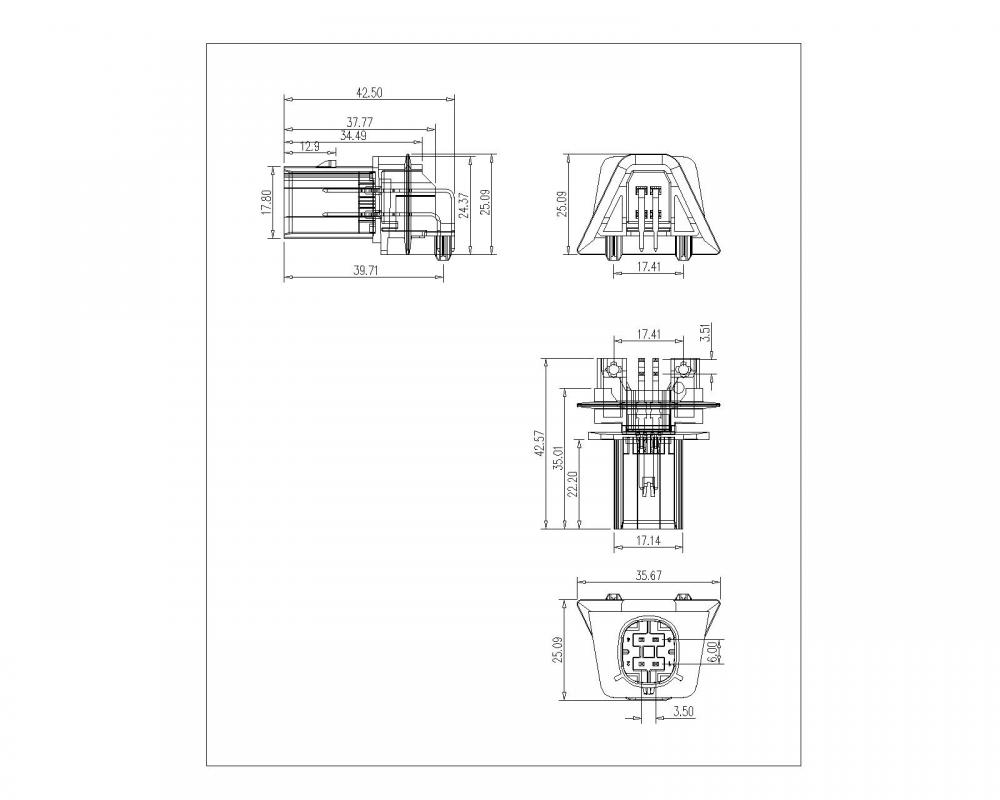 P3.5x6 04p Connettore maschio angolare automobilistico