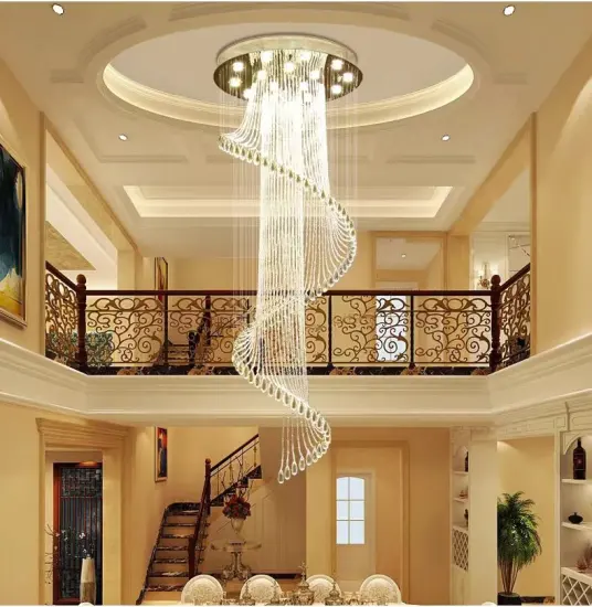 Modern Luxury Stainless Steel Chandelier with Crystal Lighting