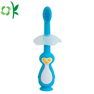 Kids Oral Care Silicone Soft Bristle Penguin Toothbrush