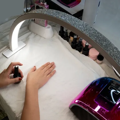 Nail Tech Salon LED Light Nail Lamp with Half Moon Ring Light