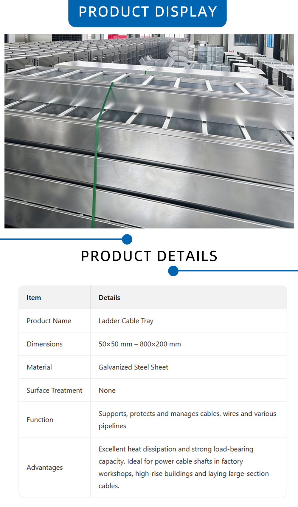 Heavy-Duty Ladder Type Galvanized Steel Cable Tray X