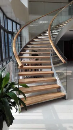 Customized Carbon Steel Spiral Stairs, Curved Ladders, Cast Iron Curve Staircases with Wood Treads: Tailored Elevational Solutions