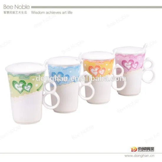 Bulk item ceramic mug with spoon and lid
