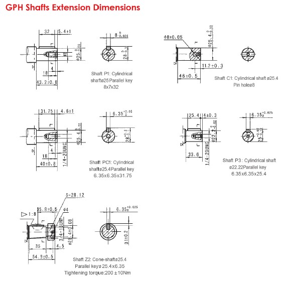 GPH Shafts Extension Dimensions-1