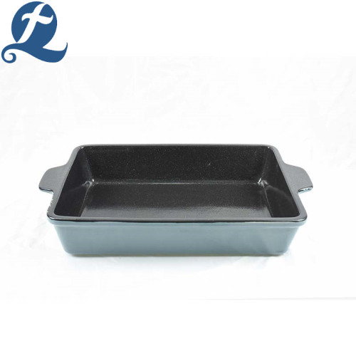 Binaural rectangular ceramic household bread baking pan