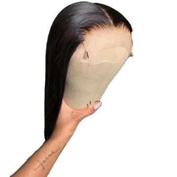 Raw Indian Virgin Human Hair Wigs Swiss Lace Closure Pre Plucked With virgin Hair HD Lace Closure Human Hair Wig Bleached Knots