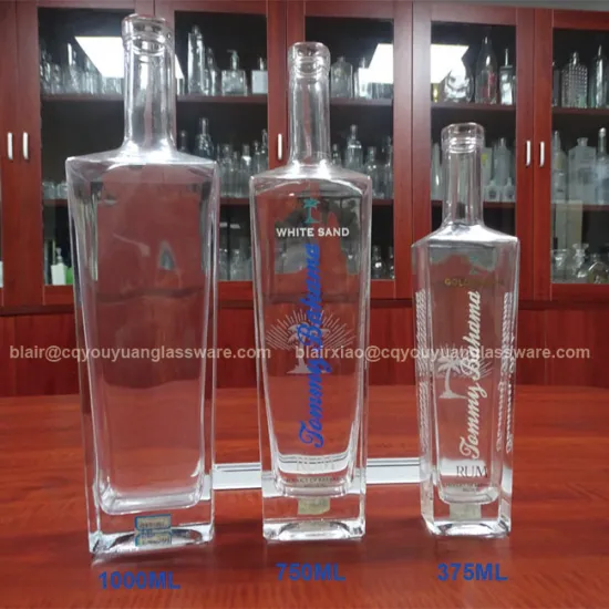 Cork Top Design Rum Glass Bottles 1L Rectangle Glass Bottle