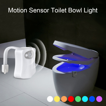 Motion Sensor Toilet Night Light AAA Battery Powered 8 Colors Toilet Bowl Backlight Body Motion Activated WC Light for Bathroom
