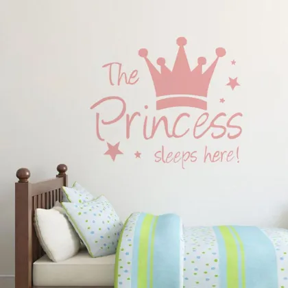 Hot Pink Princess Crown Wall Stickers: Elegant Decorations for Girl's Bedroom Walls