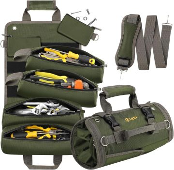 OEM Durable Green Roll-Up Tool Tote Bag - Large Capacity 1000D Oxford Material - Wholesale