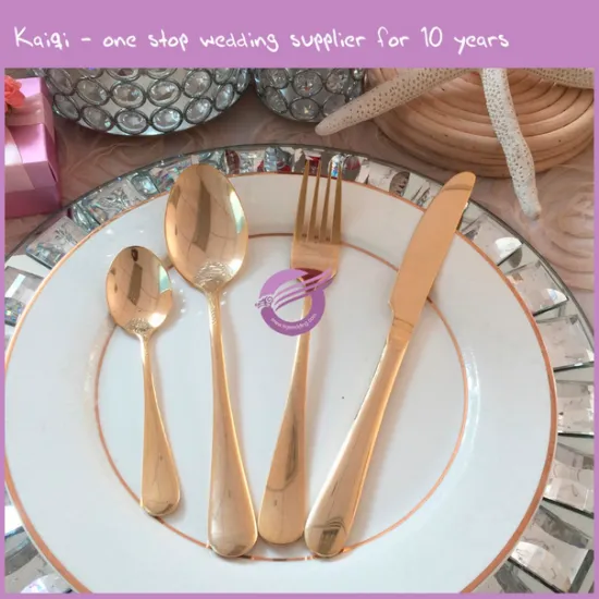 16034 Bulk gold silver staineless steel restaurant flatware set