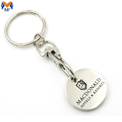 Metal Custom Silver Token Shopping Cart Keychain