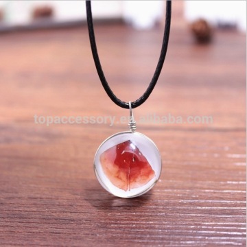 TNC61128-43 Hot sale watermelon Jewelry Crystal Glass Ball Necklace Long Strip Leather Chain Pendant Necklaces