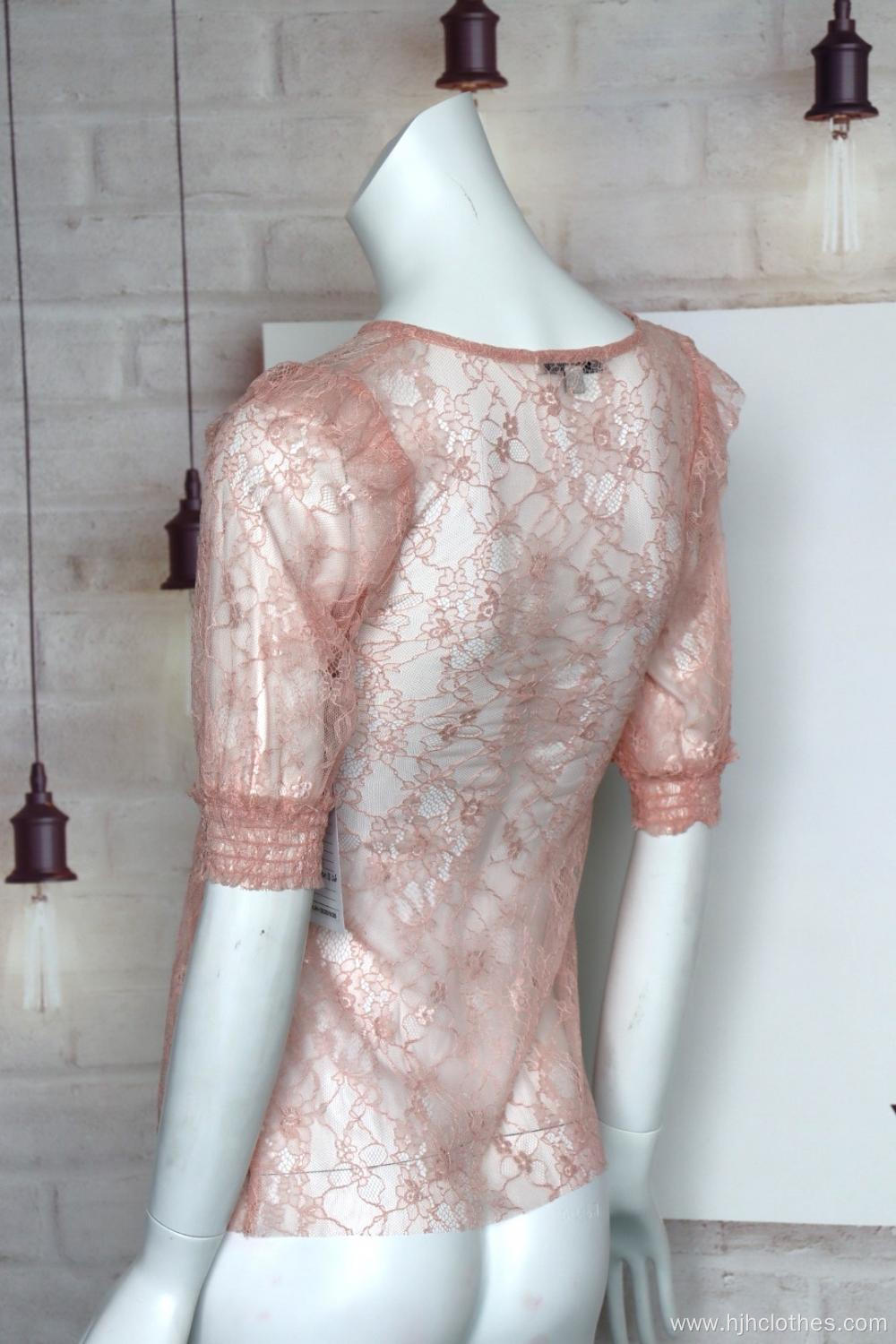 Lace Short Sleeved Sexy Top For Ladies