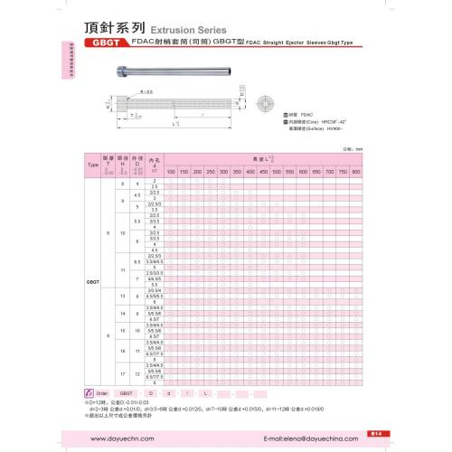 FDAC Ejector Sleeves JIS Standard Mold Parts