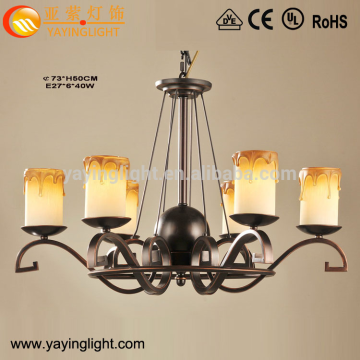 American country style wrought iron candle chandelier church lighting