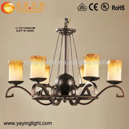 American country style wrought iron candle chandelier church lighting