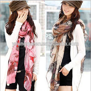 WJ1534 2015 new fashion scarves big flowers garden style scarf