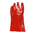 Red PVC coated gloves polyster linning 27cm