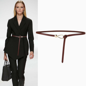 Dark Knotted Waist Belt for Women's Suit - Fashionable Black Dress Sweater Waistband Accessory