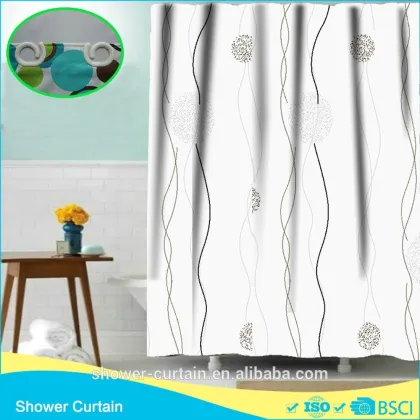 ELEGANT PAINTING SHOWER CURTAIN FLOWER DESIGN
