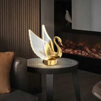 Modern Golden Metal Acrylic Bedside Table Lamp for Hotels