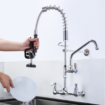 8 Inch Adjustable Wall Mount Pre-Rinse Nozzle Mixer Tap for Kitchen Sinks
