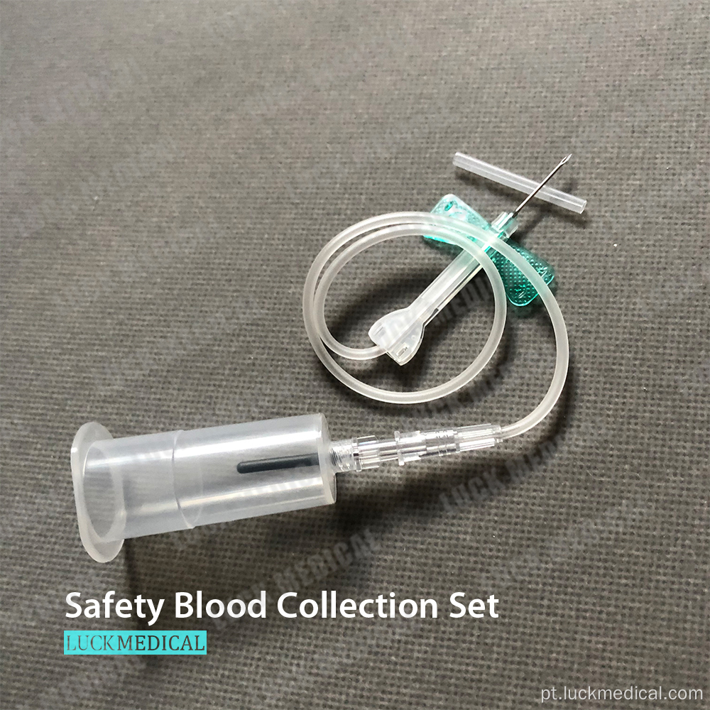 Coleta de sangue de segurança definida com uso único do suporte