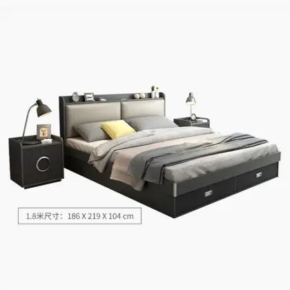 Modern Minimalist Double Bed Tatami Storage Bed for Small Apartments