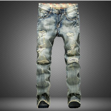 Men's Fashion New Retro Torn Jeans Straight Jeans