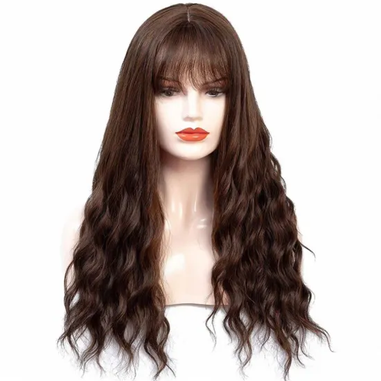 MYZYR 28 inch Synthetic for Women Natural Looking Machine Made Grey brown  Hair Replacement  for Party Cosplay Body Wavy Wig