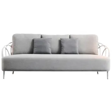 Gray Aluminum Frame Waterproof Fabric Cushion Outdoor Lounge Sofa: 3 Seater Garden Furniture