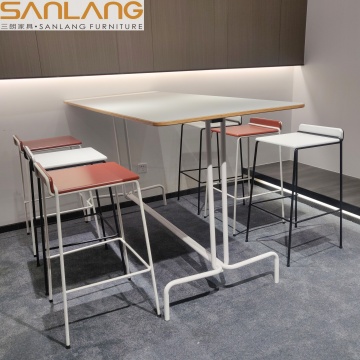 Seaside Hotel Restaurant Metal Desk Dining Furniture Set - 6 Chairs & Bar High Chair