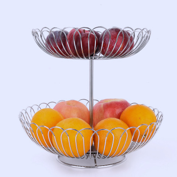 Kreativer 2-stöckiger Obstkorb aus Metalldraht-Obstkorb