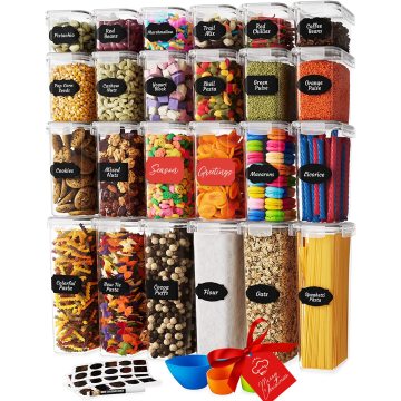 Airtight Food Storage Containers Set with Lids - Tall Pasta Containers for Pantry Organization (24 Pack)