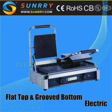Commercial double plates electric barbegue contact grill with lava rock stone panini grill with CE certificate