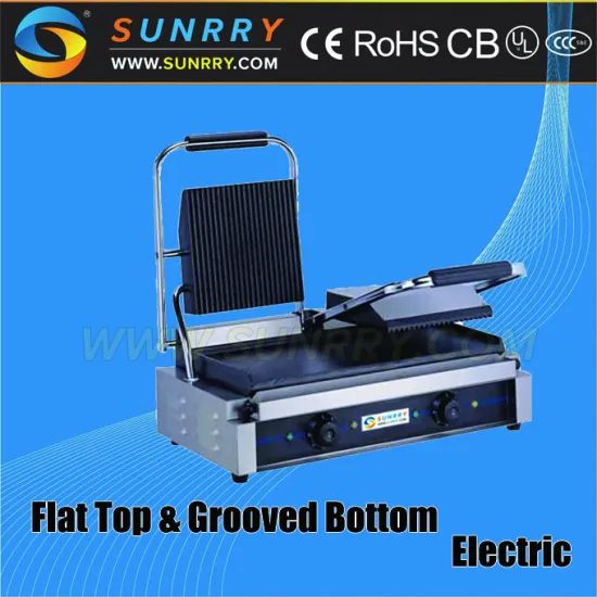 Commercial double plates electric barbegue contact grill with lava rock stone panini grill with CE certificate