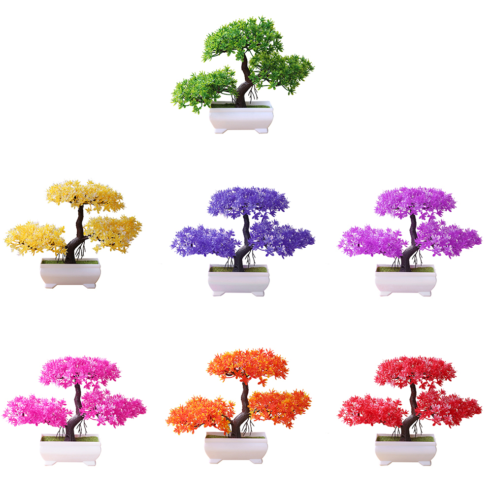 Artificial Plant Artificial Flower Home Decor Bonsai Tree Pot Plant Fake Flower Potted Ornament For Home Room Garden Decoration