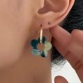 Simple Colored Flower Earring with Gradient Green Acrylic
