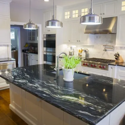 Brazilian Cosmic Black Granite Kitchen Countertops