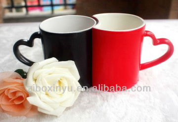 11oz Red and Black color magic cups with heart handle FOR ZIBO XINYU