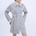 Women's Classic Lapel Belted Long Coat