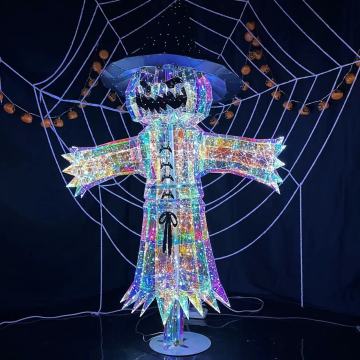 Dekorasi Taman Halloween Scaryrow LED seukuran Hidup: Pencahayaan yang meriah dan menyeramkan untuk pesta Anda