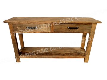 recycle wood console table with storage