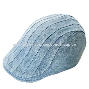 Men's beret with denim jean fabric, 3 styles available