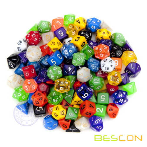 Transparent Different Colored Polyhedral 20 Sided Dice