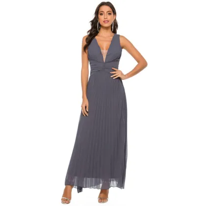 Club Pleated Middle Sleeve chiffon lace Long skirt