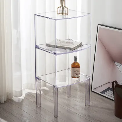 Transparent Combination Bathroom Storage Cabinet - PC Transparent Bedside Table