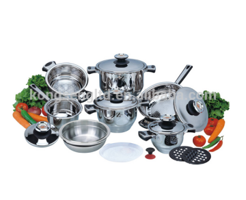 High Quality cooking pots 16pcs stainless steel thermometer cookware set